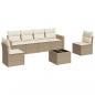 Preview: 7-tlg. Garten-Sofagarnitur mit Kissen Beige Poly Rattan