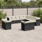 Preview: ARDEBO.de - 13-tlg. Garten-Sofagarnitur mit Kissen Schwarz Poly Rattan