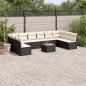 Preview: ARDEBO.de - 11-tlg. Garten-Sofagarnitur mit Kissen Schwarz Poly Rattan