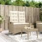 Preview: ARDEBO.de - Gartenbank Verstellbar mit Kissen Beige Poly Rattan