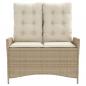 Preview: Gartenbank Verstellbar mit Kissen Beige Poly Rattan