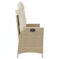 Preview: Gartenbank Verstellbar mit Kissen Beige Poly Rattan