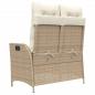 Preview: Gartenbank Verstellbar mit Kissen Beige Poly Rattan