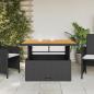 Preview: Gartentisch Schwarz 110x110x71 cm Poly Rattan und Akazienholz