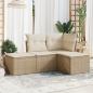 Preview: ARDEBO.de - 4-tlg. Garten-Sofagarnitur mit Kissen Beige Poly Rattan