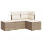 Preview: 4-tlg. Garten-Sofagarnitur mit Kissen Beige Poly Rattan