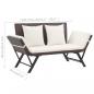 Preview: Gartenbank mit Kissen Braun 176 cm Poly Rattan