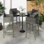 Preview: ARDEBO.de - Barhocker 4 Stk. mit Kissen Grau Poly Rattan