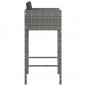 Preview: Barhocker 4 Stk. mit Kissen Grau Poly Rattan