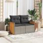 Preview: Gartensofa 2-Sitzer mit Kissen Grau Poly Rattan