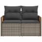 Preview: Gartensofa 2-Sitzer mit Kissen Grau Poly Rattan