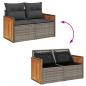 Preview: Gartensofa 2-Sitzer mit Kissen Grau Poly Rattan