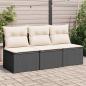 Preview: ARDEBO.de - Gartensofa mit Kissen 3-Sitzer Schwarz Poly Rattan