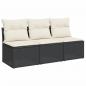 Preview: Gartensofa mit Kissen 3-Sitzer Schwarz Poly Rattan