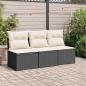 Preview: Gartensofa mit Kissen 3-Sitzer Schwarz Poly Rattan