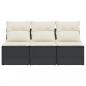 Preview: Gartensofa mit Kissen 3-Sitzer Schwarz Poly Rattan