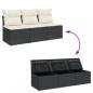 Preview: Gartensofa mit Kissen 3-Sitzer Schwarz Poly Rattan