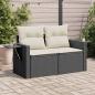 Preview: ARDEBO.de - Gartensofa mit Kissen 2-Sitzer Schwarz Poly Rattan