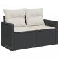 Preview: Gartensofa mit Kissen 2-Sitzer Schwarz Poly Rattan