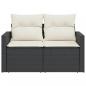 Preview: Gartensofa mit Kissen 2-Sitzer Schwarz Poly Rattan