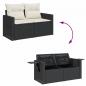 Preview: Gartensofa mit Kissen 2-Sitzer Schwarz Poly Rattan