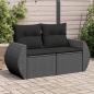 Preview: ARDEBO.de - Gartensofa mit Kissen 2-Sitzer Schwarz Poly Rattan