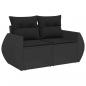 Preview: Gartensofa mit Kissen 2-Sitzer Schwarz Poly Rattan