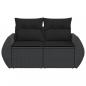 Preview: Gartensofa mit Kissen 2-Sitzer Schwarz Poly Rattan