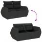 Preview: Gartensofa mit Kissen 2-Sitzer Schwarz Poly Rattan