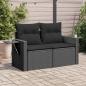 Preview: ARDEBO.de - Gartensofa mit Kissen 2-Sitzer Schwarz Poly Rattan