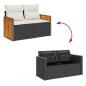 Preview: Gartensofa mit Kissen 2-Sitzer Schwarz Poly Rattan