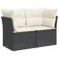 Preview: Gartensofa mit Kissen 2-Sitzer Schwarz Poly Rattan