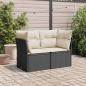 Preview: Gartensofa mit Kissen 2-Sitzer Schwarz Poly Rattan