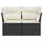 Preview: Gartensofa mit Kissen 2-Sitzer Schwarz Poly Rattan