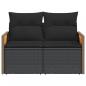 Preview: Gartensofa mit Kissen 2-Sitzer Schwarz Poly Rattan