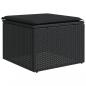 Preview: Gartenhocker mit Kissen Schwarz 55x55x37 cm Poly Rattan