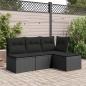 Preview: Gartenhocker mit Kissen Schwarz 55x55x37 cm Poly Rattan