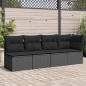 Preview: ARDEBO.de - Gartensofa mit Kissen 4-Sitzer Schwarz Poly Rattan