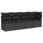 Preview: Gartensofa mit Kissen 4-Sitzer Schwarz Poly Rattan