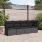 Preview: Gartensofa mit Kissen 4-Sitzer Schwarz Poly Rattan