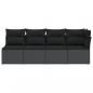 Preview: Gartensofa mit Kissen 4-Sitzer Schwarz Poly Rattan