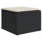 Preview: Gartenhocker mit Kissen Schwarz 55x55x37 cm Poly Rattan