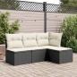 Preview: Gartenhocker mit Kissen Schwarz 55x55x37 cm Poly Rattan