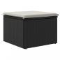 Preview: Gartenhocker mit Kissen Schwarz 55x55x37 cm Poly Rattan