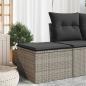 Preview: ARDEBO.de - Gartenhocker mit Kissen Grau 55x55x37 cm Poly Rattan