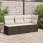 Preview: Gartensofa ohne Armlehnen mit Kissen Braun Poly Rattan