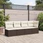 Preview: Gartensofa mit Kissen 4-Sitzer Braun Poly Rattan