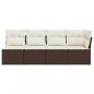 Preview: Gartensofa mit Kissen 4-Sitzer Braun Poly Rattan