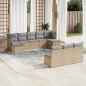 Preview: ARDEBO.de - 10-tlg. Garten-Sofagarnitur mit Kissen Beige Poly Rattan