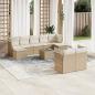 Preview: ARDEBO.de - 10-tlg. Garten-Sofagarnitur mit Kissen Beige Poly Rattan